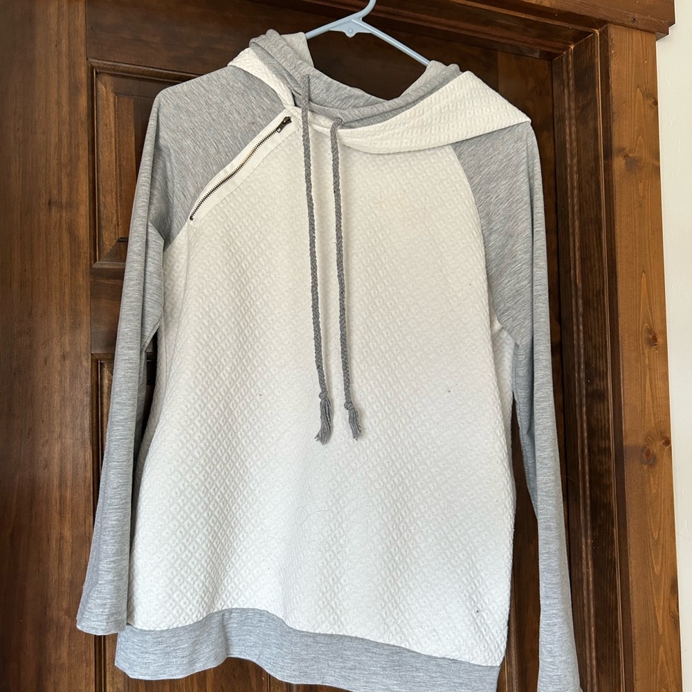 Gray and White Women's Hoodie